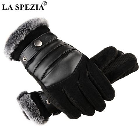 LA SPEZIA – gants d'hiver en vrai cuir de porc pour hommes, noirs, chauds, russes, épais, marque de conduite, pour écran tactile, Luvas ► Photo 1/6