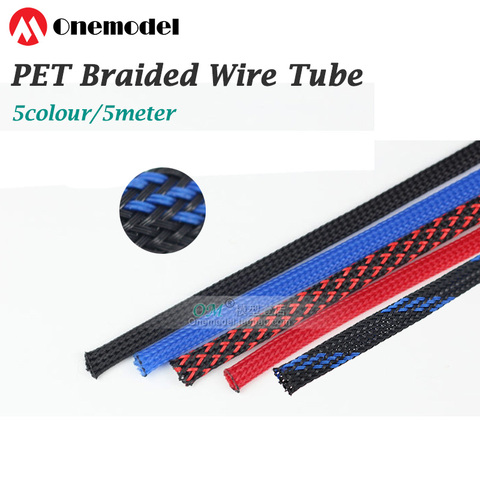 Tube de fil tressé en Polyester PET, 5 mètres/5 couleurs/6mm, pour modèle de Drone RC FPV, pièces de rechange, noir, rouge et bleu ► Photo 1/6