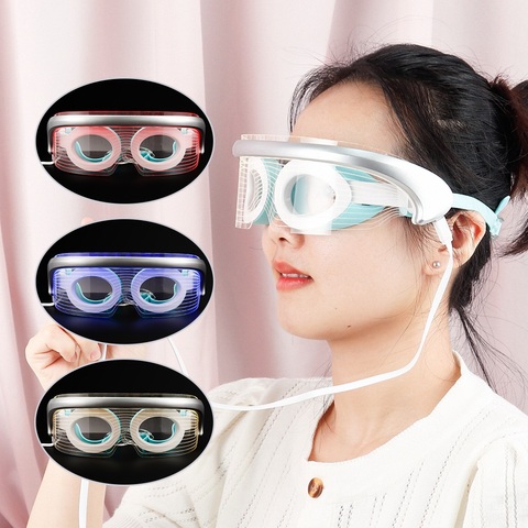 3 couleurs thérapie par la lumière LED yeux masque masseur traitement photonique 40 ℃ Massage chaud SPA Vibration LED masque facial élimination des rides des yeux ► Photo 1/6