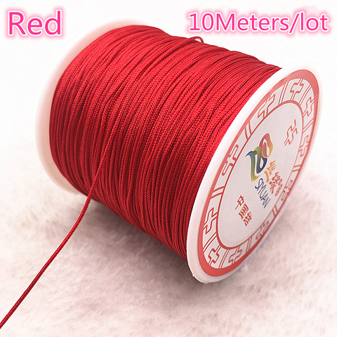 10 mètres/lot 0.8/1.0mm rouge Nylon cordon fil chinois noeud macramé cordon Bracelet tressé ficelle bricolage glands perles fil ► Photo 1/2