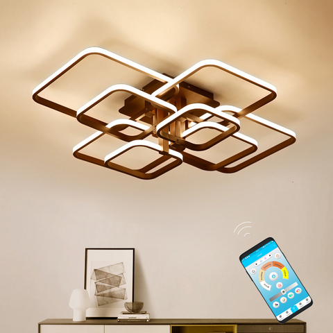 Lampe carrée avec télécommande, lumière à intensité réglable, luminaire d'intérieur, idéal pour un salon ou une chambre à coucher, plafond moderne à LEDs v, 220v ► Photo 1/6