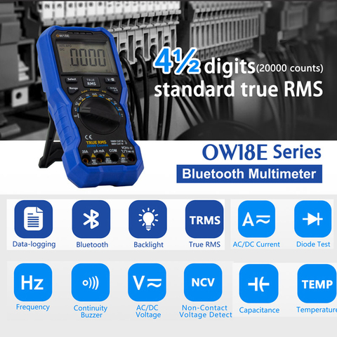 OWON – multimètre numérique intelligent OW18E, Bluetooth, 20000 points, True RMS, enregistreur de données, outil de mesure du courant, thermomètre, voltmètre ► Photo 1/6