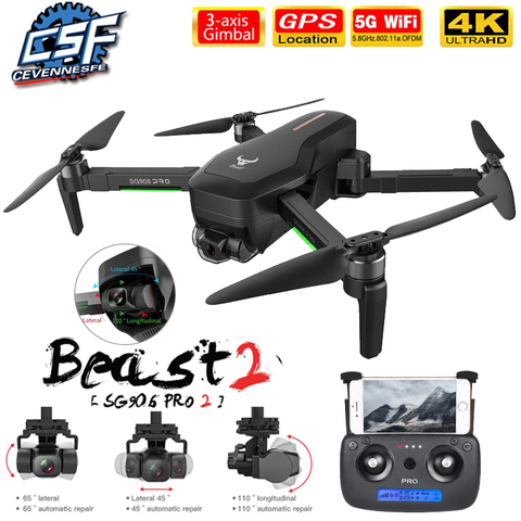 2022 NWE SG906/SG906 Pro 2 drone 4k HD mécanique 3 axes cardan caméra 5G wifi gps système prend en charge TF carte drones distance 1.2km ► Photo 1/6