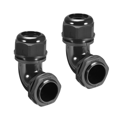 Uxcell 2 pièces M16 M20 M25 M32 presse-étoupe 90 degrés Joint étanche pour 4-7mm 6-10mm 6-11mm 9-14mm13-18mm Dia câble noir ► Photo 1/1