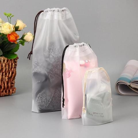 Sac de rangement Transparent à cordon coulissant, 1 pièce, pochette de rangement pour vêtements, sous-vêtements, chaussures, articles de toilette de voyage, sac de rangement en coton cosmétique ► Photo 1/6