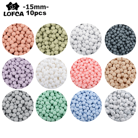 LOFCA 10 pièces Silicone perles de dentition 15mm anneau de dentition bébé soins infirmiers collier attache-sucette soins buccaux sans BPA de qualité alimentaire coloré ► Photo 1/6