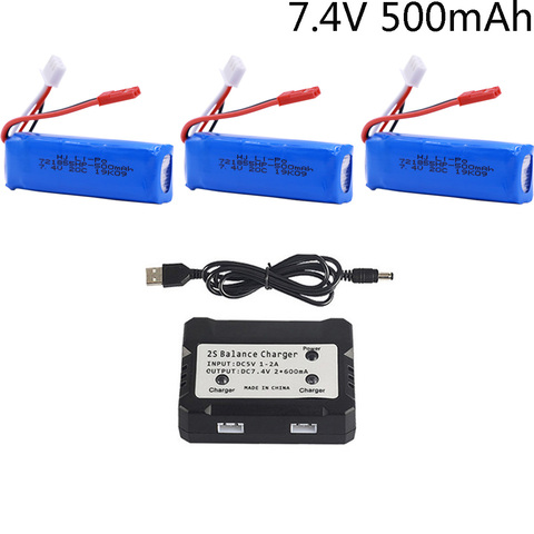 Lipo batterie 7.4V, 500mAh, 20C, avec chargeur 2s 721855hp, pour WLtoys A202 A212 A222, A232, A242, A252, 4WD, pièces de voiture, modèle RC ► Photo 1/6