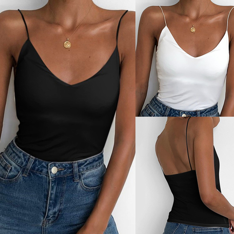 Satin femmes mince sauvage solide Camis gilet femmes débardeur hauts femme 2022 été Sexy sangle Tops basiques hauts mince sans manches Camisole ► Photo 1/6