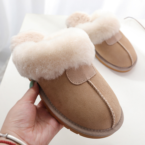 Naturel en peau de mouton fourrure pantoufles mode femme hiver pantoufles femmes chaud intérieur pantoufles Top qualité laine douce dame maison chaussures ► Photo 1/6