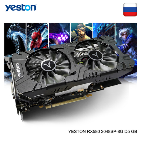 Yeston Radeon RX 580 GPU 8GB GDDR5 256bit ordinateur de bureau de jeu cartes graphiques vidéo support DVI-D/HDMI/DP PCI-E X16 3.0 ► Photo 1/6