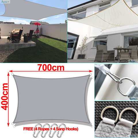 4x7M 300D étanche abri soleil Protection d'ombrage 13x23ft couverture extérieure cour jardin Patio piscine ombre voile auvent Camping ► Photo 1/6