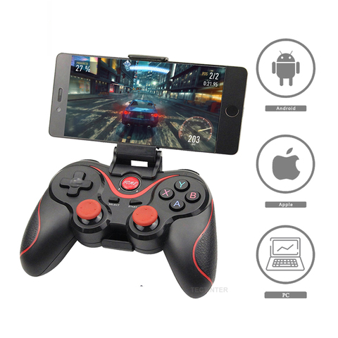 Vente en gros Terios T3 X3 manette de jeux sans fil manette de jeu bluetooth BT3.0 Joystick pour téléphone portable tablette TV support de boîte ► Photo 1/6