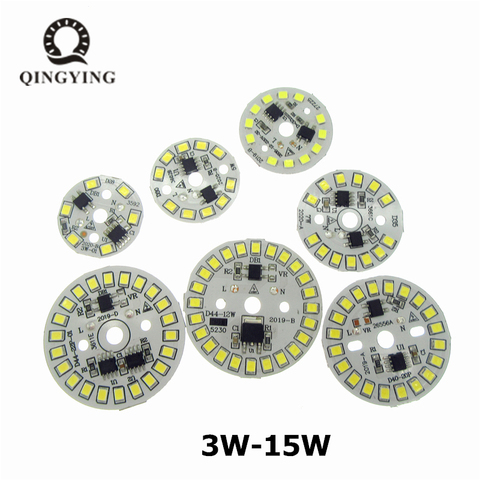 10 pièces 3W 5W 7W 9W 12W 15W AC 220v SMD2835 LED PCB avec conducteur intégré IC blanc chaud/blanc plaque de lampe en aluminium sans conducteur ► Photo 1/6