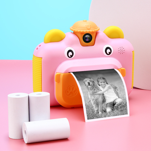 Appareil photo enfant, appareil photo instantané pour enfant, Enfants caméra d'impression instantanée lentille rotative 1080P HD enfants caméra jouets avec papier Photo thermique 32GB TF carte ► Photo 1/6