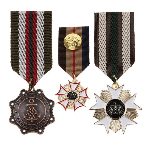 Tissu rayé Badge broche couronne étoile médaille Milirtay uniforme Corsage ► Photo 1/6