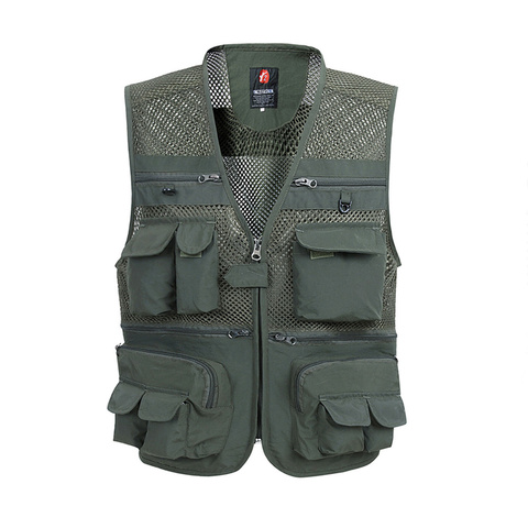 Gilet d'été en maille pour hommes, gilet à multiples poches, fin et respirant, gilet 5XL avec plusieurs poches, printemps automne, décontracté ► Photo 1/6