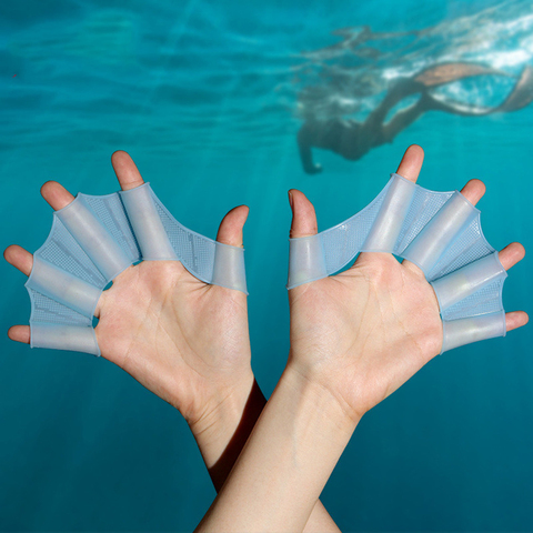 Hommes femmes enfants en Silicone natation piscine sport entraînement professionnel natation demi-doigt mains ailerons gants palmés équipement de pagaie ► Photo 1/6