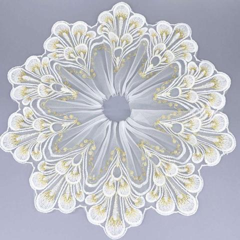 Rideau en tissu dentelle brodé Floral, 5Yards, or blanc, accessoires pour vêtements faits à la main, bricolage, 18cm de largeur ► Photo 1/5