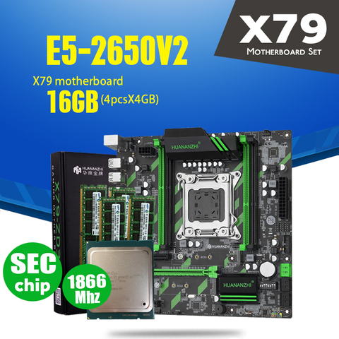 HUANAN ZHI X79-ZD3 carte mère M.2 NVME MATX avec Intel Xeon E5 2650 V2 2.5GHz CPU 4*4GB = 16GB DDR3 1866MHZ ECC/REG RAM ► Photo 1/4