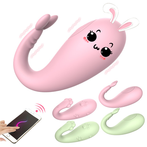 Vibromasseur de chatte en Silicone, application Bluetooth, contrôle sans fil, point G, Massage à 8 fréquences, œuf vibrant, jeux pour adultes, jouets sexuels pour femmes ► Photo 1/6