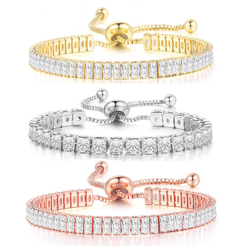 Double Équitable Différentes Tailles Tennis Bracelets Pour Femme Zircon Clair Réglable Mariage Noël Gros Bijoux DZH007 ► Photo 1/6