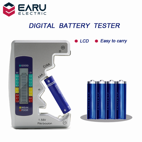 Détecteur universel de capacité de cellule de bouton de vérificateur de testeur de batterie d'affichage à cristaux liquides de Digital C/D/N/AA/AAA/9V moniteur d'essai d'alimentation de batterie ► Photo 1/6