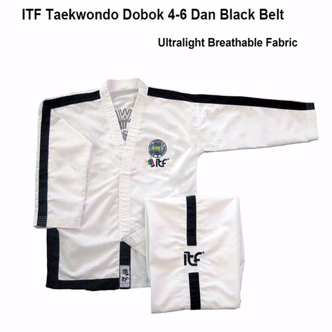 ITF – uniforme de Taekwondo 1-6dan, vêtements ultra-léger, respirant, blanc, entraînement physique à manches longues, Dobok avec broderie gi ► Photo 1/6