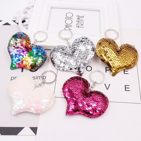 Mignon licorne Sequin porte-clés sirène Animal porte-clés étincelant amour porte-clés femmes sac à bandoulière téléphone portable voiture pendentif porte-clés ► Photo 1/6