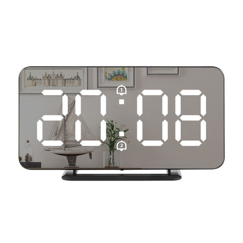Horloge de température électronique multifonction à miroir numérique réveil LED, horloge pour décoration de la maison ► Photo 1/6