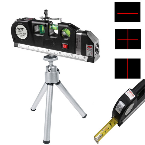 Règles métriques Laser 2 lignes ajustées multi-usages, niveau à bulle, Instrument de mesure horizontal Vertical avec trépied ► Photo 1/6