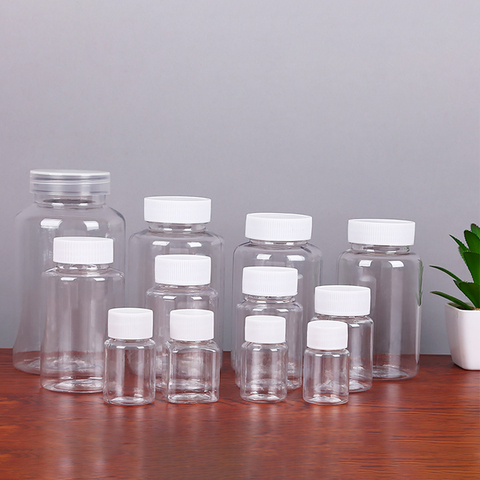 Flacons vides en plastique PET de 15/20/30/50ml, 100 pièces, contenants transparents pour médicaments, pilules, réactif, emballage ► Photo 1/6