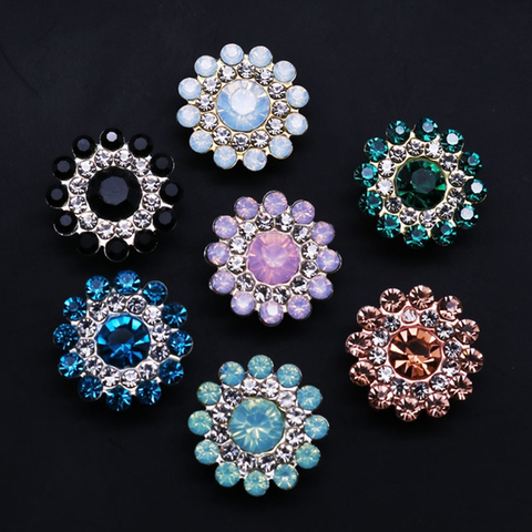 Boutons Vintage avec motif floral avec strass, 10 pièces, pour vêtements Vintage, couture, perle, épingle à cheveux, décoration de mariage, bijoux artisanaux ► Photo 1/6