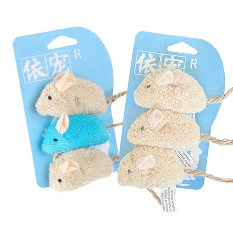 Jouet souris de Simulation pour chat 3 pièces | Jouet souris en peluche résistant aux rayures et aux morsures, jouet souris Interactive en peluche, jouet d'apprentissage pour chaton et chat, nouvelle collection ► Photo 1/6