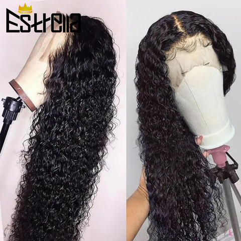 Perruque Lace Front Wig malaisienne Remy, cheveux humains, Deep Wave, 13x4, pre-plucked, densité 150%, pour femmes ► Photo 1/6