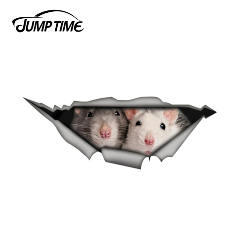 Temps de saut 13cm x 4.8cm rats autocollant de voiture 3D animal de compagnie graphique vinyle décalque voiture fenêtre ordinateur portable pare-chocs voiture autocollants ► Photo 1/6