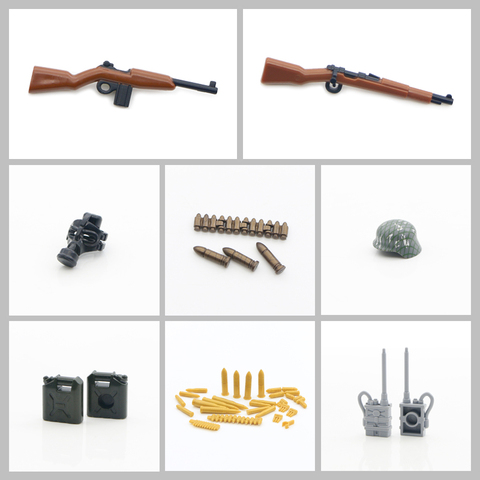 Accessoires militaires compatibles blocs WW2 armée soldat armes boîte Pack balle Radio armure masque briques Figure pièces modèle jouets ► Photo 1/6