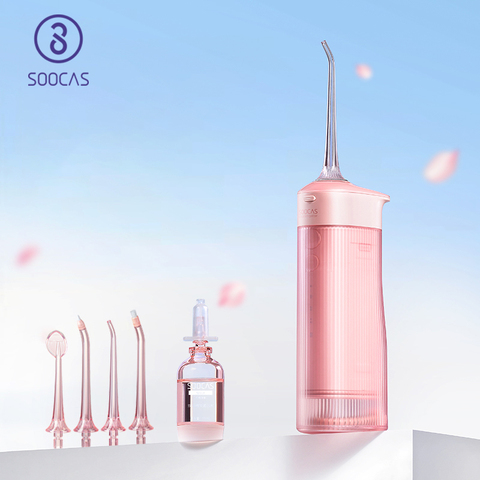 SOOCAS W1 dents à Flosser à eau 4 Type nettoyeur de buse irrigateur Oral type-c nettoyeur Rechargeable réservoir d'eau 7 modes amovible ► Photo 1/6