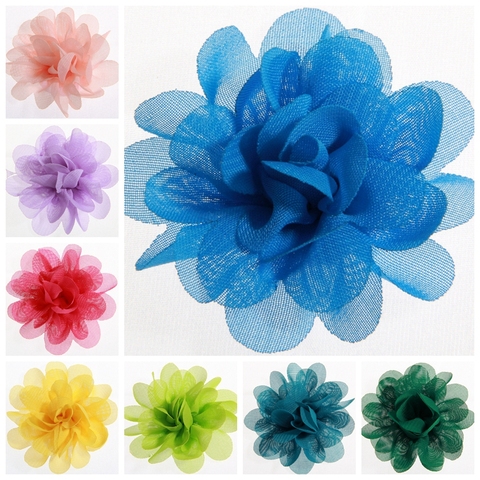 Fleurs en mousseline de soie Chic, pour bandeau, fleurs en tissu pour Clips à cheveux, accessoires Boutique, 5CM, 2 