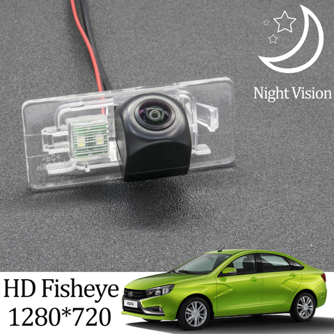 Owtosin HD 1280*720 Fisheye caméra de vue arrière pour Lada Vesta berline SW SW croix voiture arrière accessoires de stationnement de secours ► Photo 1/6