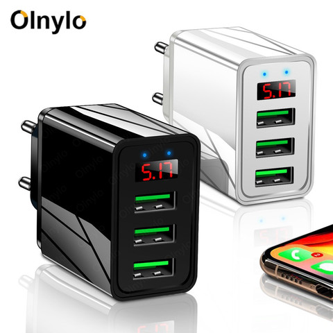 Olnylo – chargeur USB 5V 3A à affichage numérique, charge rapide 3.0 pour téléphone iPhone 11 7 Samsung Huawei Xiaomi ► Photo 1/6