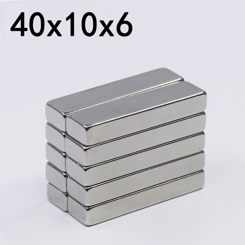 Aimant Permanent N35 en néodyme, bloc magnétique Super puissant, 40x10x6mm, 1/2/5/10 pièces ► Photo 1/6