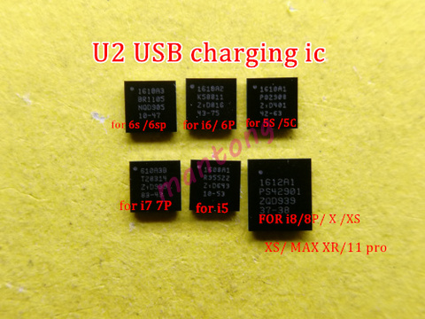 10 pièces 1610A1 1610A2 1610A3 610A3B 1612A1 U2 USB chargement tristar ic pour iphone 5S 6 6plus 6S 6sp 7 7plus 8 8P X XS/Max 11/pro ► Photo 1/3