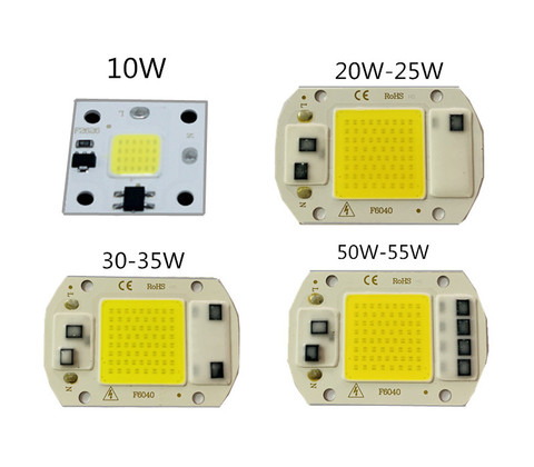 Puce LED COB 10W 25W 35W 55W AC 220V, 20 pièces, puce de bonne qualité, IC intelligent adapté pour bricolage, haute puissance sans pilote pour projecteur ► Photo 1/6