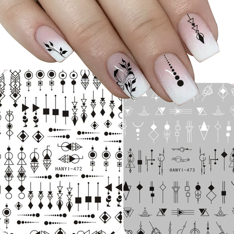 1 pièces noir blanc 3D autocollant pour ongles décalcomanies Cool anglais lettre Nail Art décoration bricolage manucure Design noël et nouvel an cadeau ► Photo 1/6