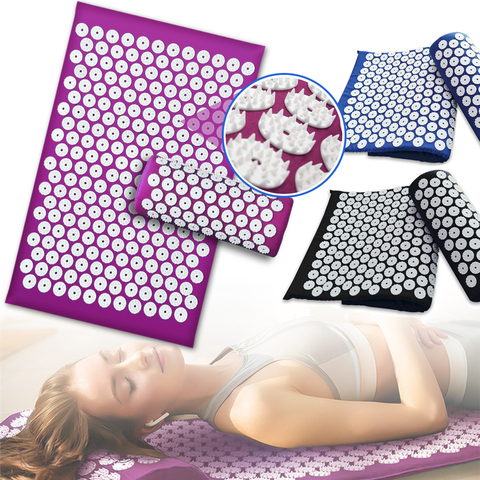 Ensemble de tapis d'acupression de Yoga, coussin de Massage d'acupuncture, soulage le Stress du dos et la douleur sciatique, coussin de relaxation du cou ► Photo 1/6