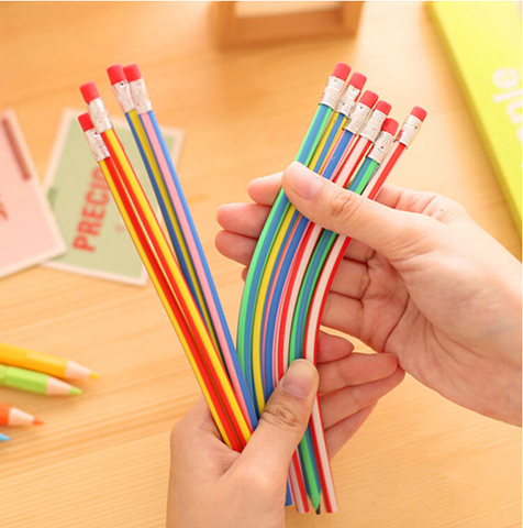 Crayon souple Flexible et Flexible coloré avec gomme, 1 pièce, papeterie colorée pour enfants, fournitures scolaires et de bureau, nouveauté créative ► Photo 1/6