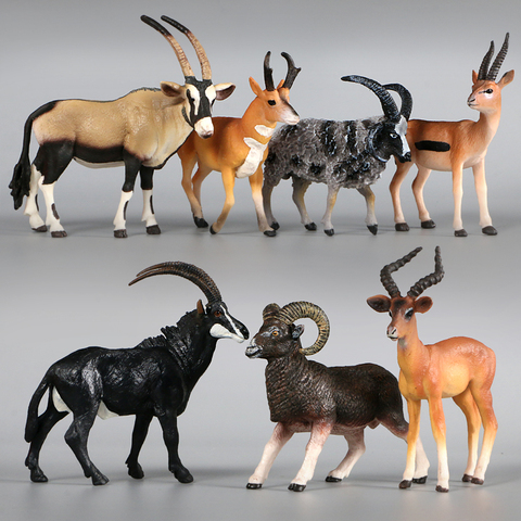 Modèle de Zoo de la forêt sauvage, Animal, Simulation en plastique, antilope de Gazelle Argali, figurine d'action, jouets d'enseignement pour enfants ► Photo 1/6