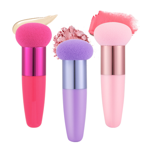 1PC tête de champignon pinceaux de maquillage poudre bouffée beauté cosmétique éponge avec poignée femmes mode professionnel cosmétique outil ► Photo 1/6