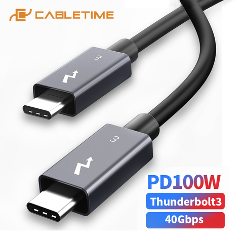 Câble CABLETIME PD 100W Thunderbolt 3 certifié 40Gbps USB Type C vers USB C câble USB rapide C pour Macbook Pro Charge rapide C024 ► Photo 1/6