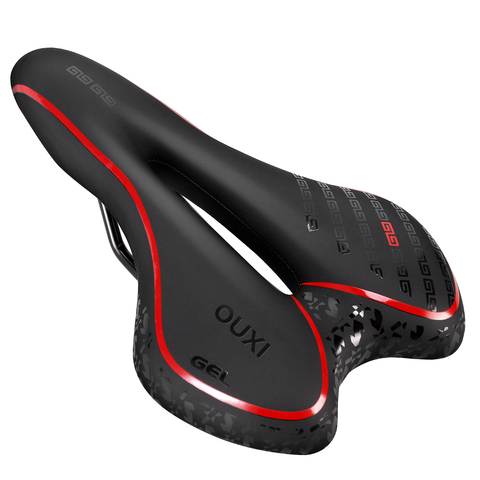 Selle de vélo en cuir PU aérée et confortable, coussin de selle pour vtt, assise de vélo de route, anti-choc ► Photo 1/6